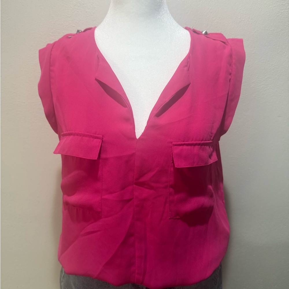 Mossimo Supply Co. Hot Pink Sleeveless V-Neck Utility Tank